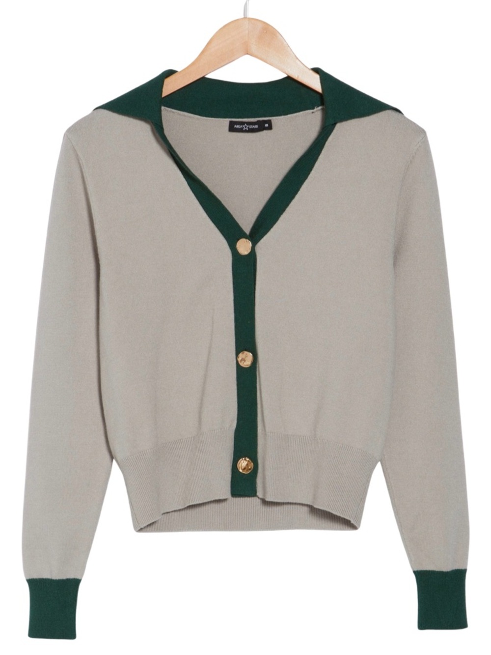 NWT Area Stars Two-Tone Gray Green Cardigan Sweater Women Medium